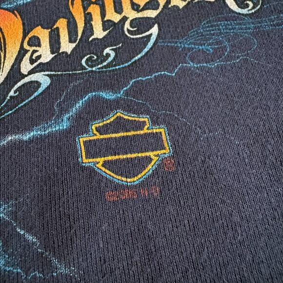 Vintage Harley Davidson Lightning T-Shirt Women's Size M Blue Motorcycle Tee Y2K - Picture 3 of 7